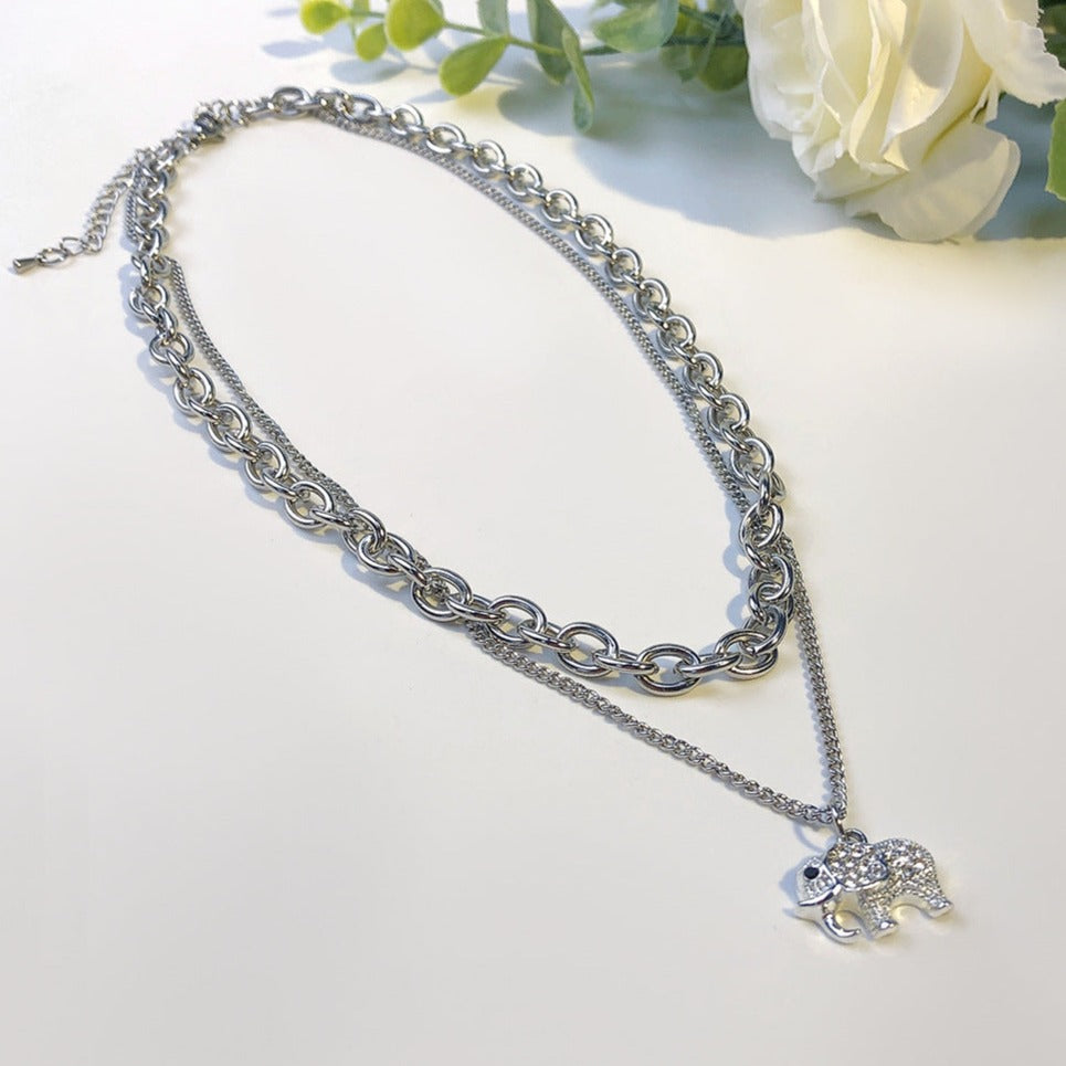 Layered Silver Embrace Necklace