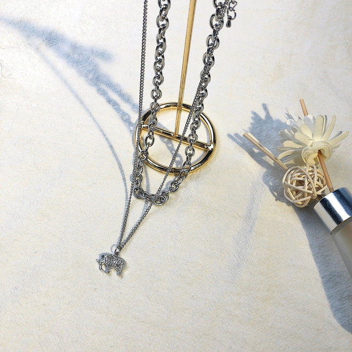 Layered Silver Embrace Necklace