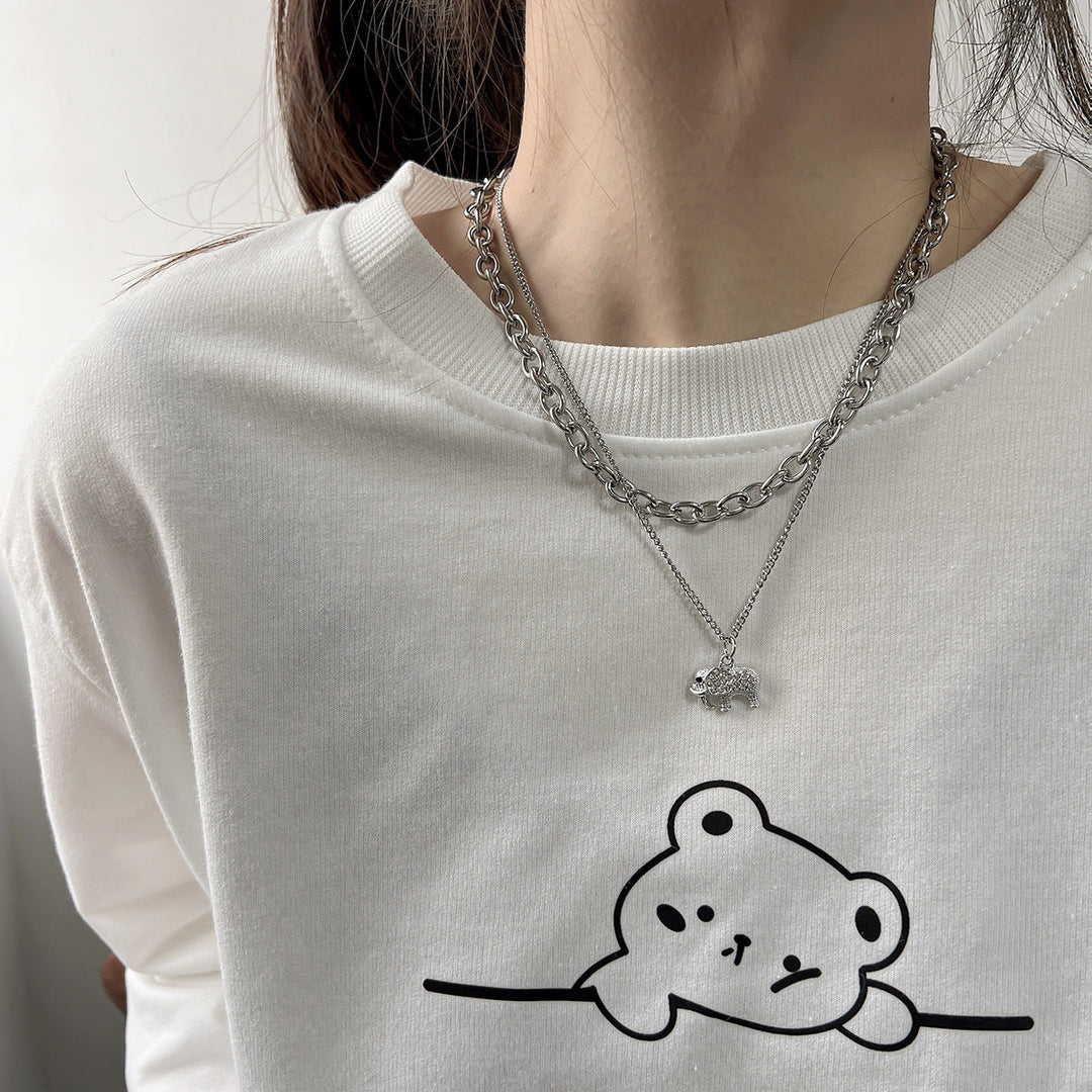 Layered Silver Embrace Necklace