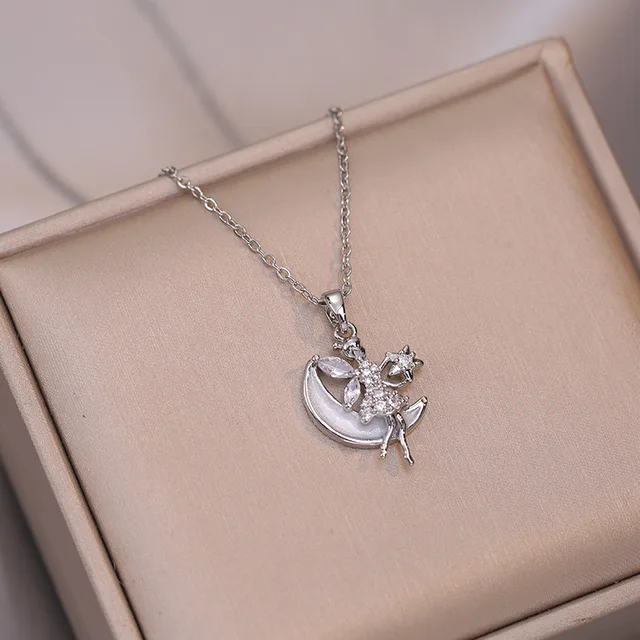 Moon Angel Silver Necklace Salty