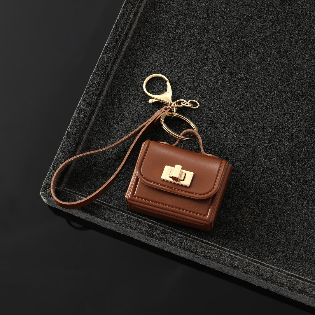 The Office Mini Leather Bag Charm - Brown