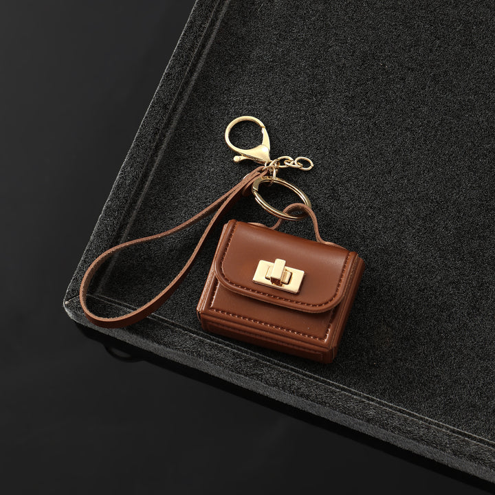 The Office Mini Leather Bag Charm - Brown