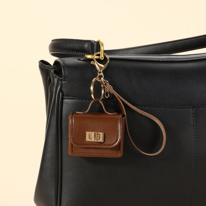 The Office Mini Leather Bag Charm - Brown