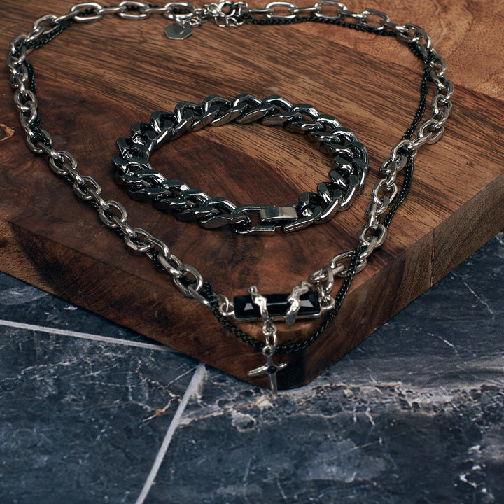 Crucible Cross Layered Chain and Bracelet Set