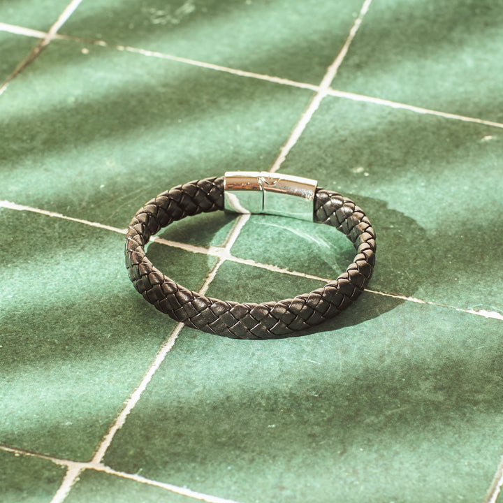 Avrum Black Leather Bracelet