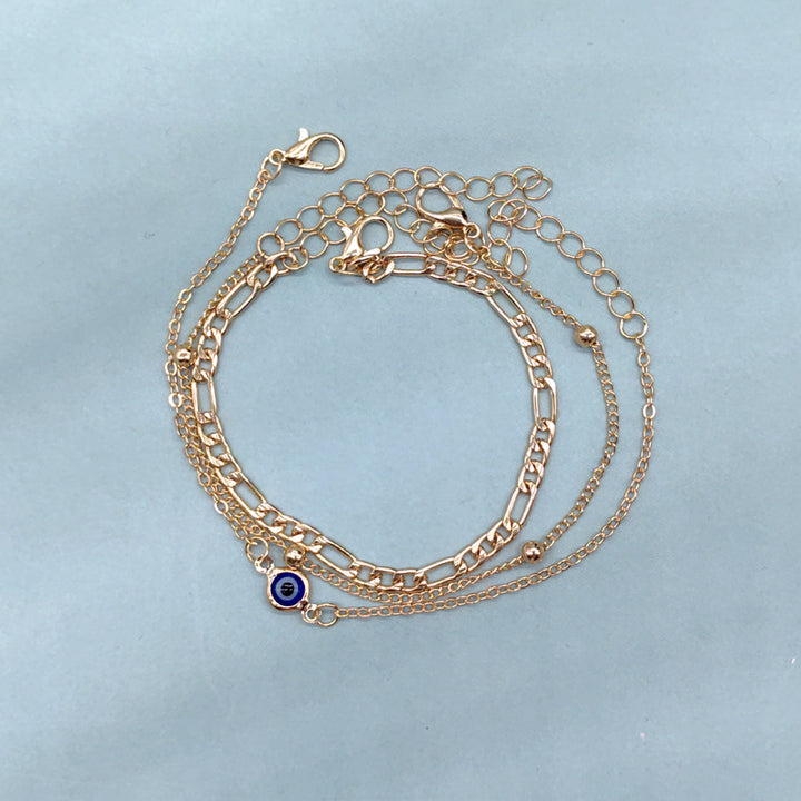 3-Piece Evil Eye Minimalist Bracelet