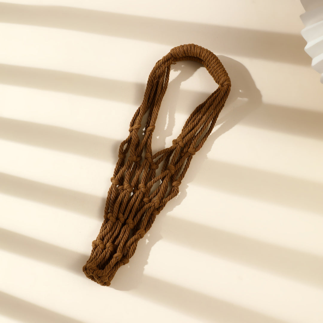 Macramé Bottle Holder Bag - Brown
