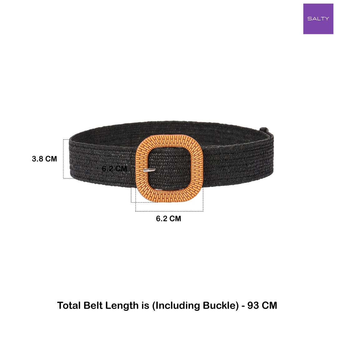 Truffle Drizzle Woven Straw Belt for Women