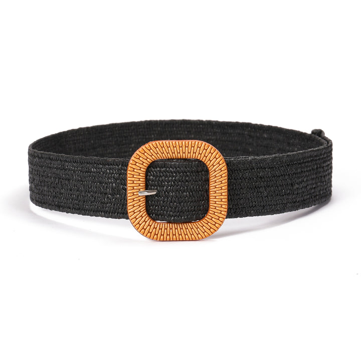 Truffle Drizzle Woven Straw Belt for Women