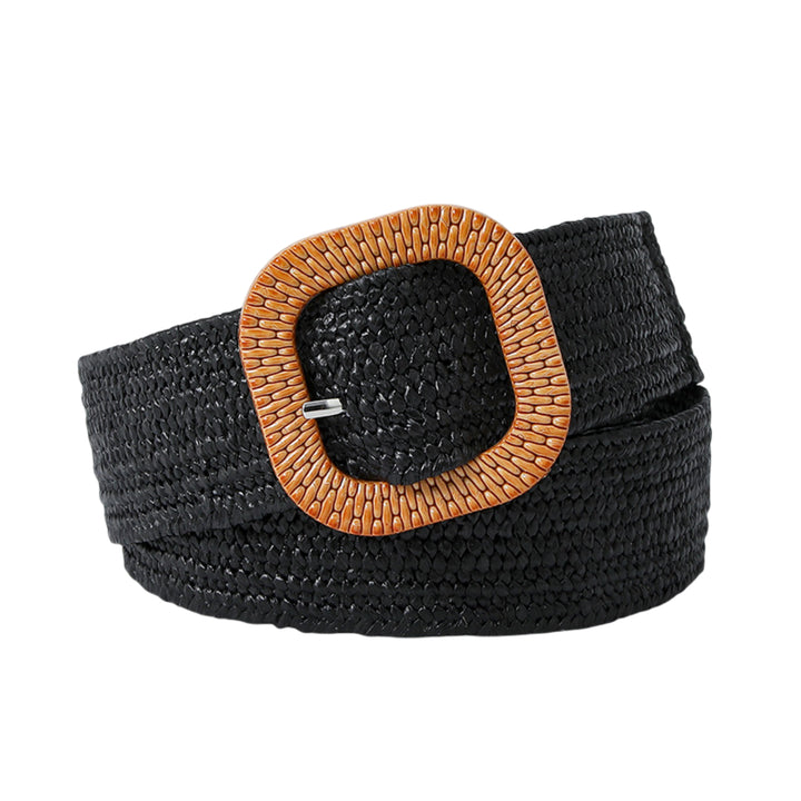 Truffle Drizzle Woven Straw Belt for Women