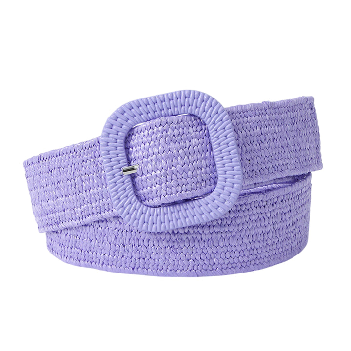 Mulberry Crush Woven Straw Belt for Women