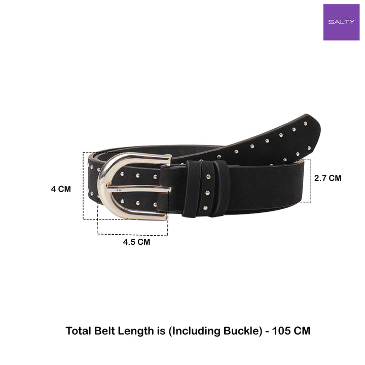 Vintage Silver Studded Vegan Leather Black Belt
