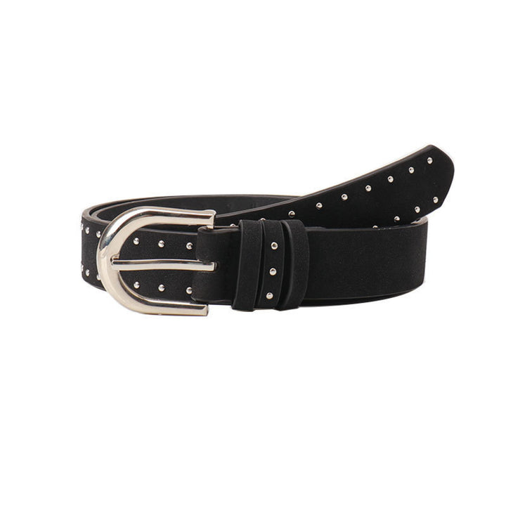 Vintage Silver Studded Vegan Leather Black Belt