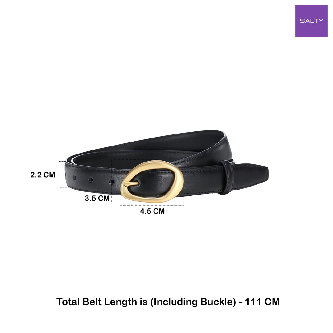 Graphite Leather Gold Buckle Belt