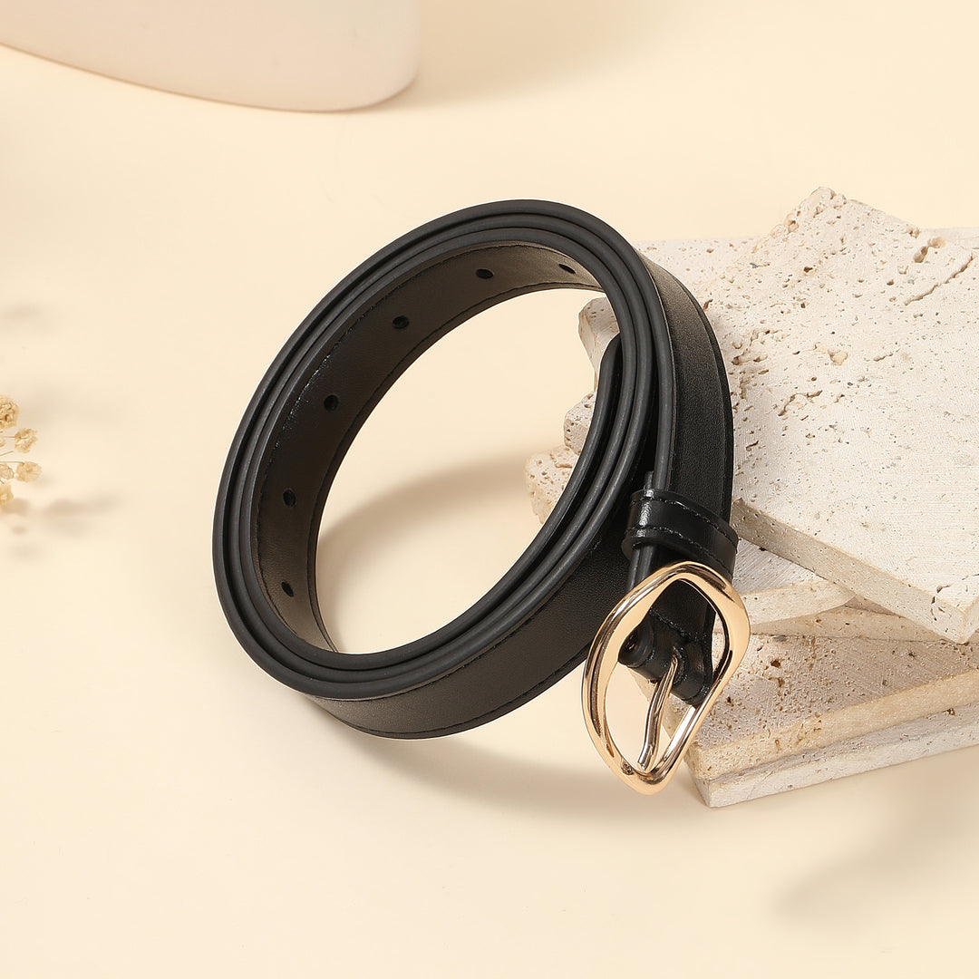 Graphite Leather Gold Buckle Belt