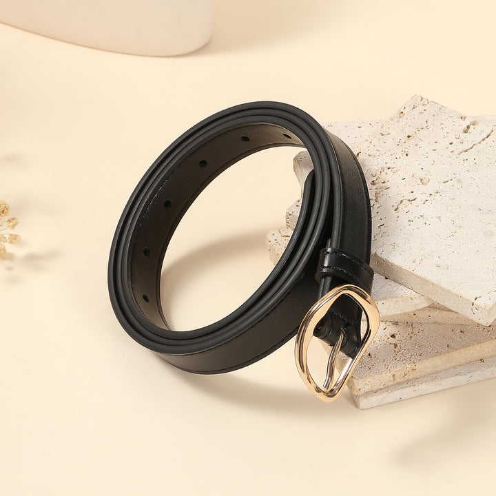 Graphite Leather Gold Buckle Belt