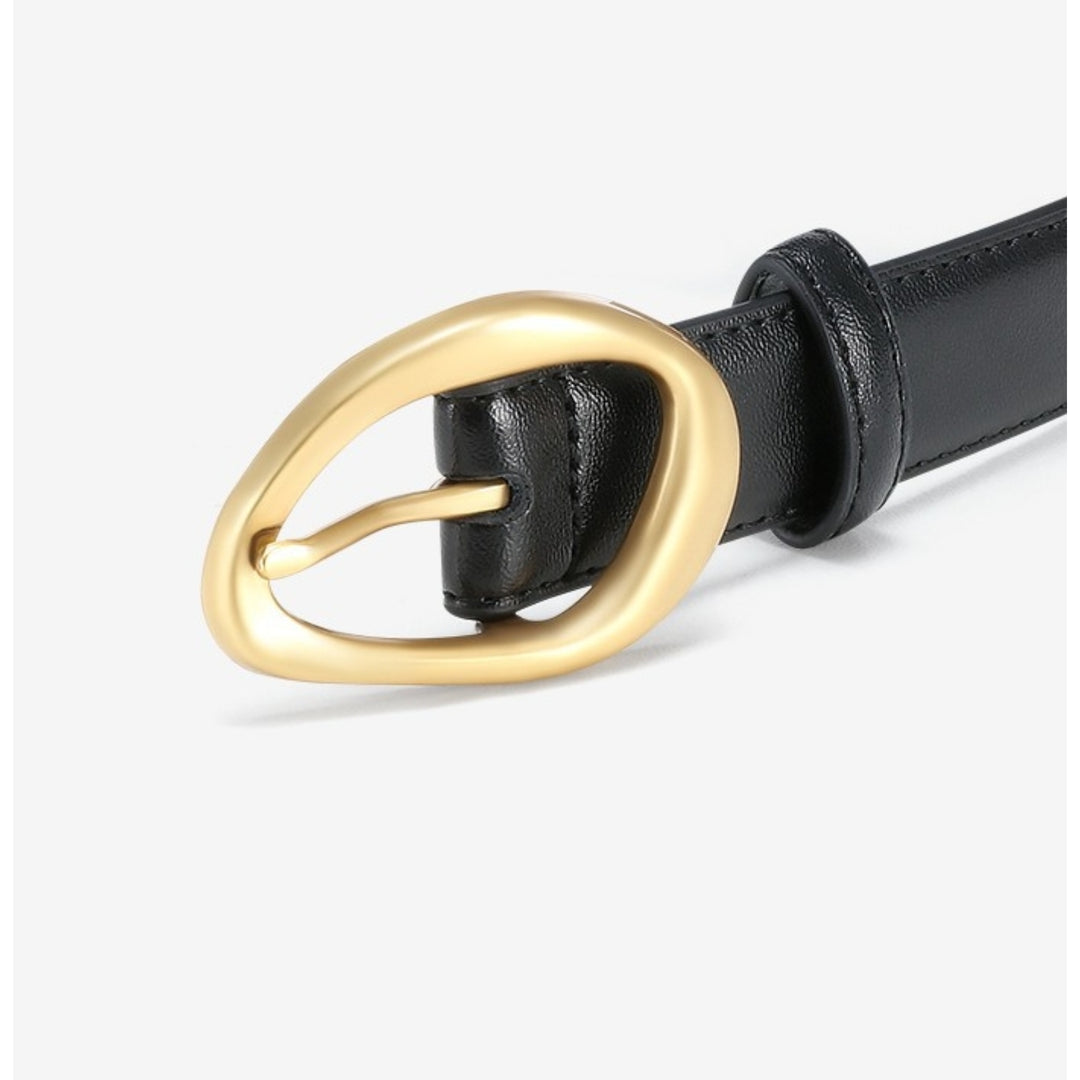 Graphite Leather Gold Buckle Belt