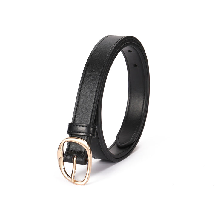 Graphite Leather Gold Buckle Belt