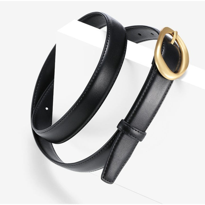 Graphite Leather Gold Buckle Belt