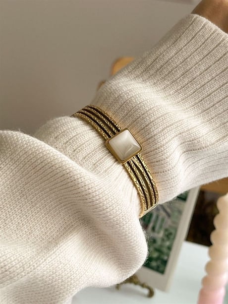 Agate Stone Gold Bracelet