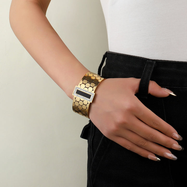 Black Gem Gold Gala Cuff - Thick - Salty Accessories