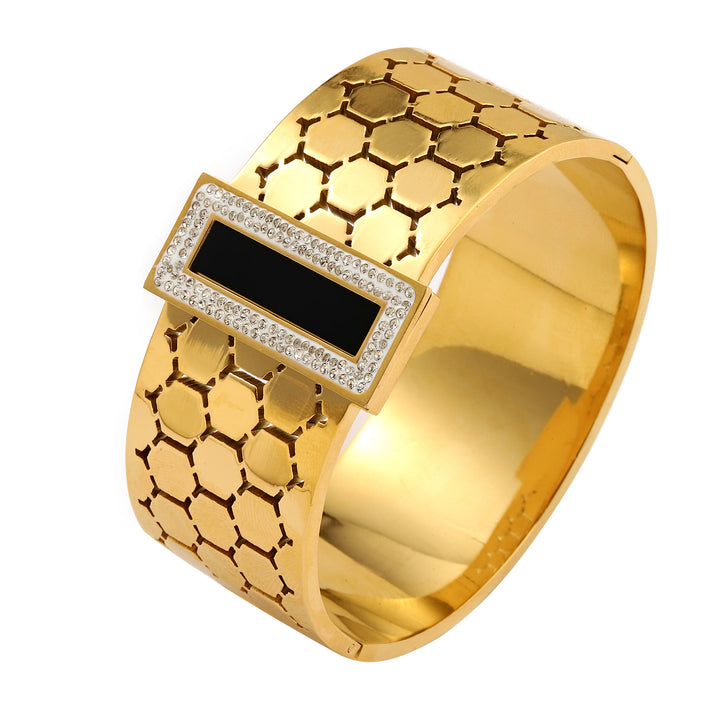 Black Gem Gold Gala Cuff - Thick - Salty Accessories