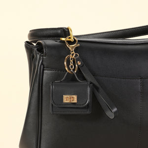 The Office Mini Leather Bag Charm - Black