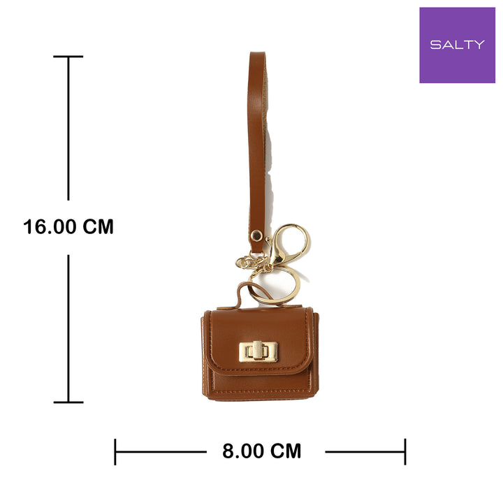 The Office Mini Leather Bag Charm - Brown