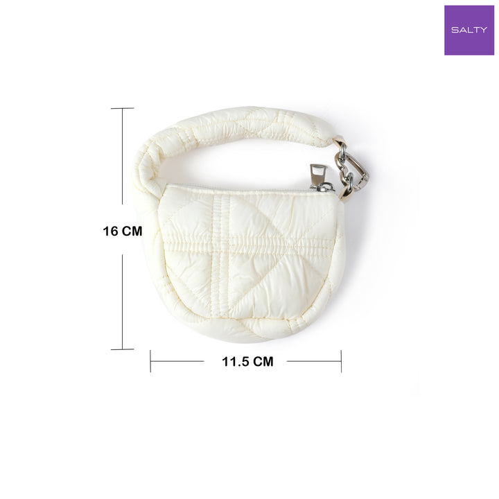 Mini Quilted Puff Bag Charm - White