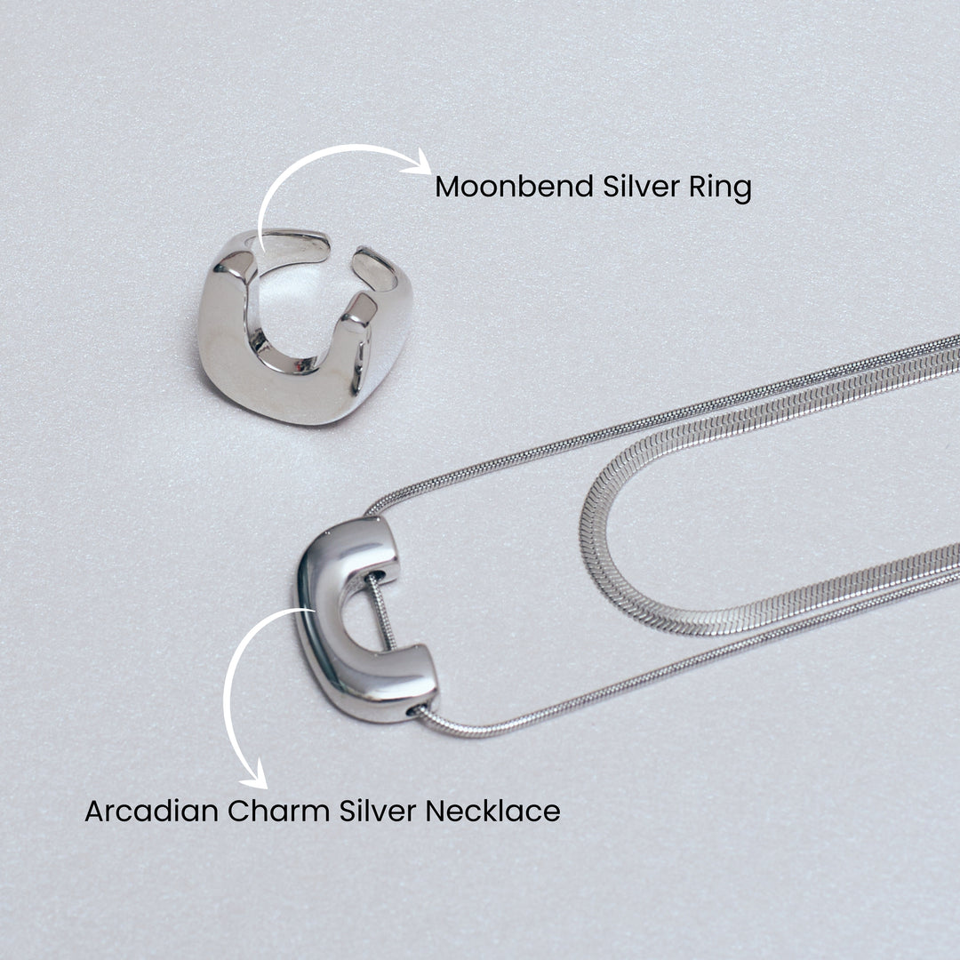Moon & Halo Necklace and Ring Duo