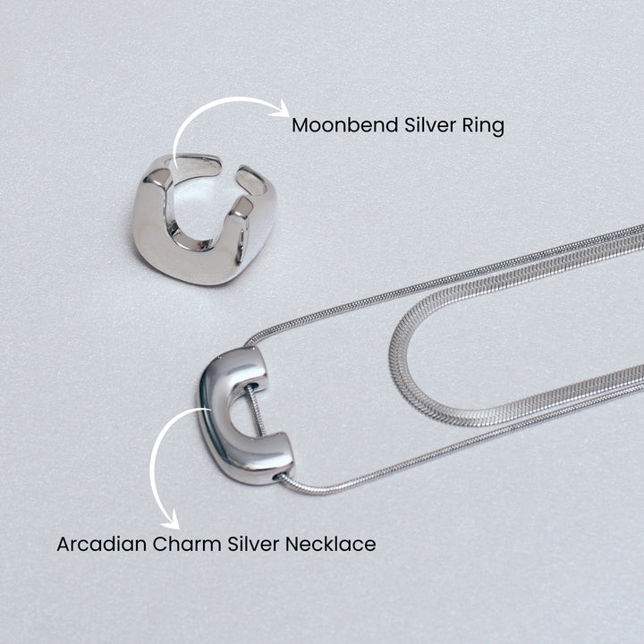 Moon & Halo Necklace and Ring Duo