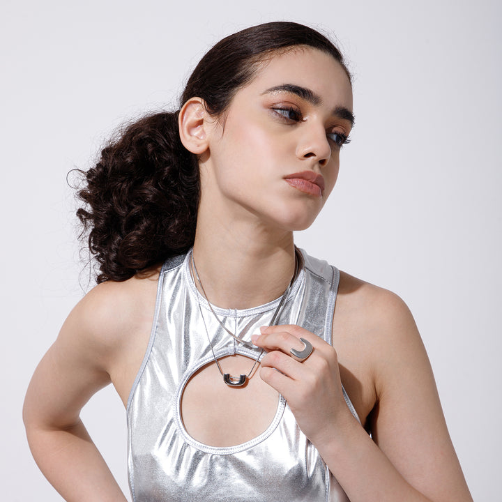 Moon & Halo Necklace and Ring Duo