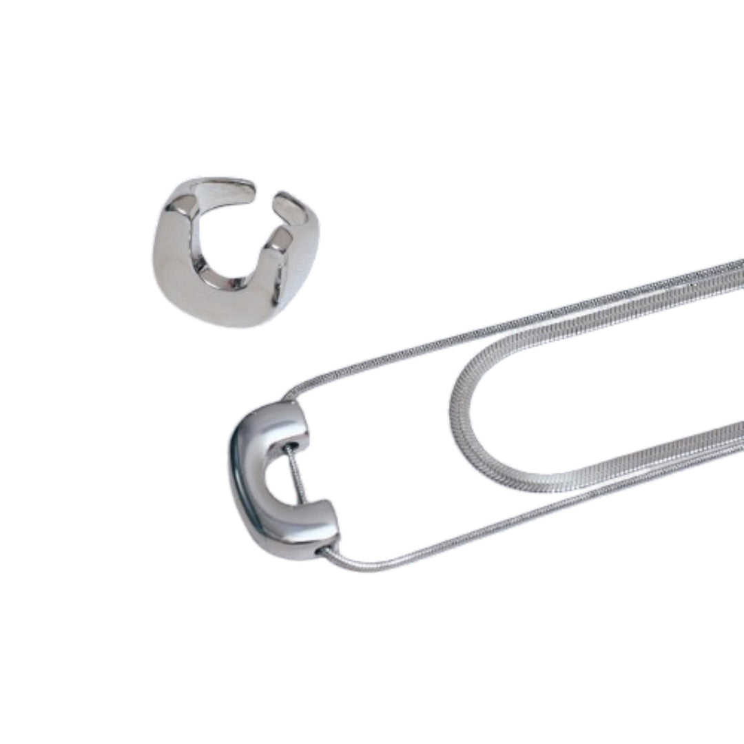 Moon & Halo Necklace and Ring Duo