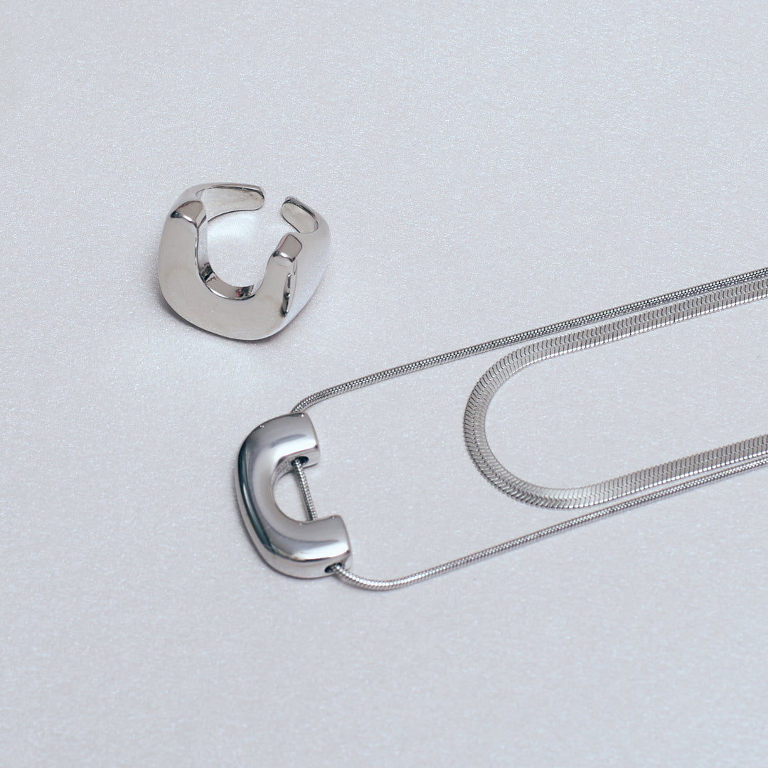 Moon & Halo Necklace and Ring Duo