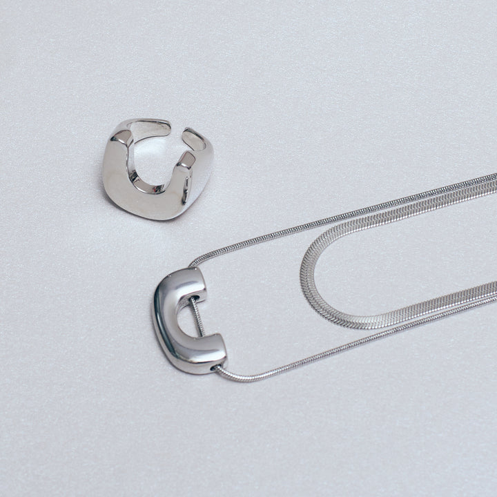 Moon & Halo Necklace and Ring Duo