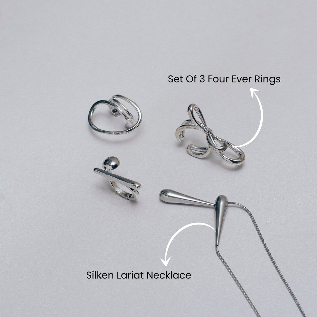Four Ever Rings and Necklace Set