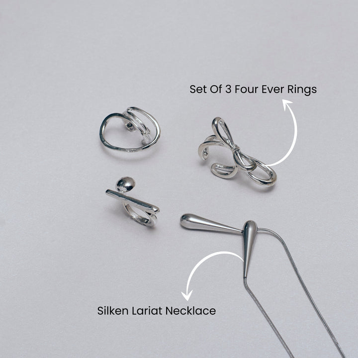 Four Ever Rings and Necklace Set