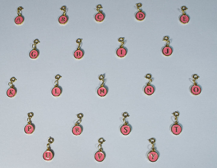 Salty Personalised Charm Bracelet With Pink Alphabet , Tassel and Gemstone Salty