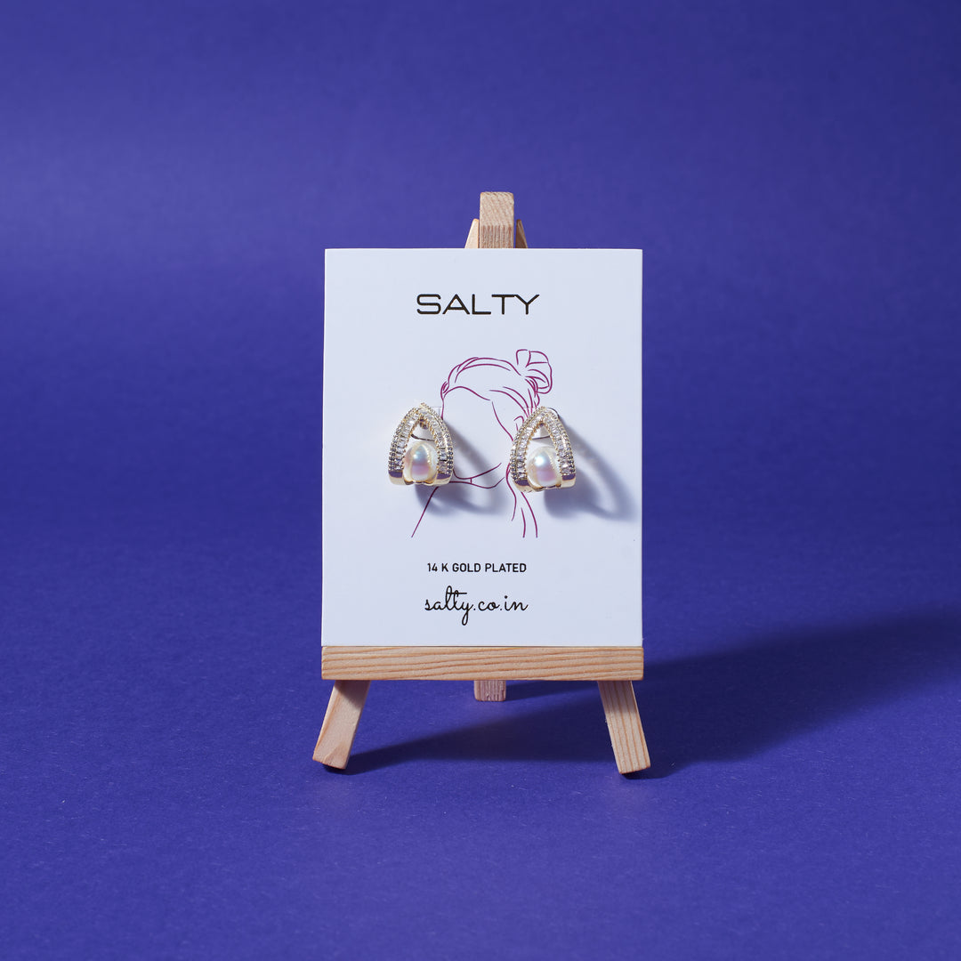 Curved Mabe Pearl Earrings Salty