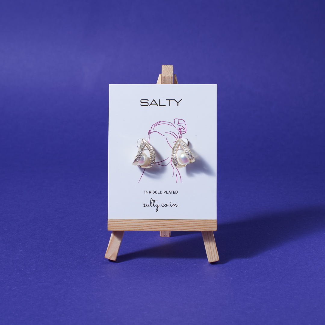 Curved Mabe Pearl Earrings Salty