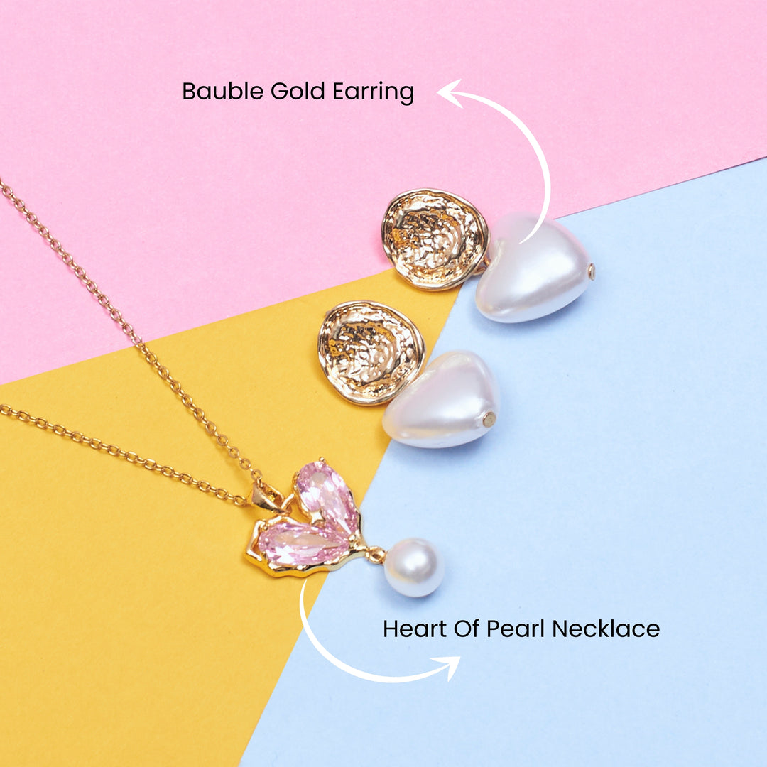 Amara Heart Combo Necklace and Earrings Set
