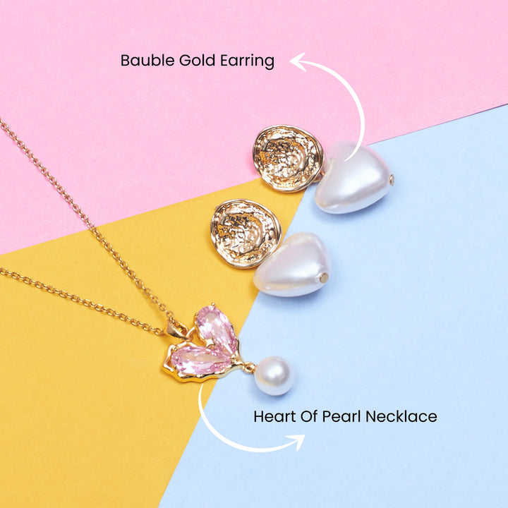 Amara Heart Combo Necklace and Earrings Set