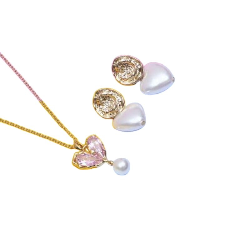 Amara Heart Combo Necklace and Earrings Set