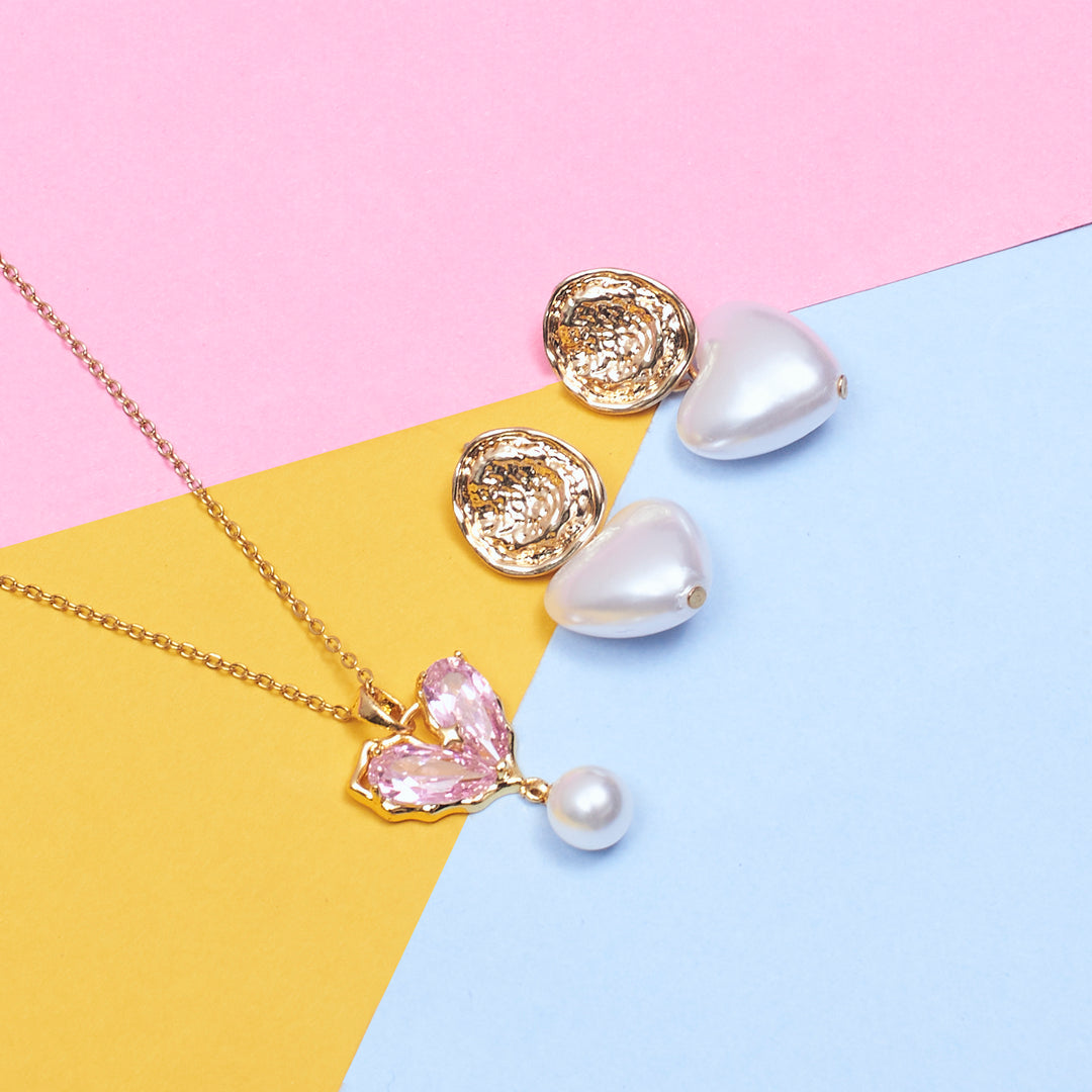 Amara Heart Combo Necklace and Earrings Set