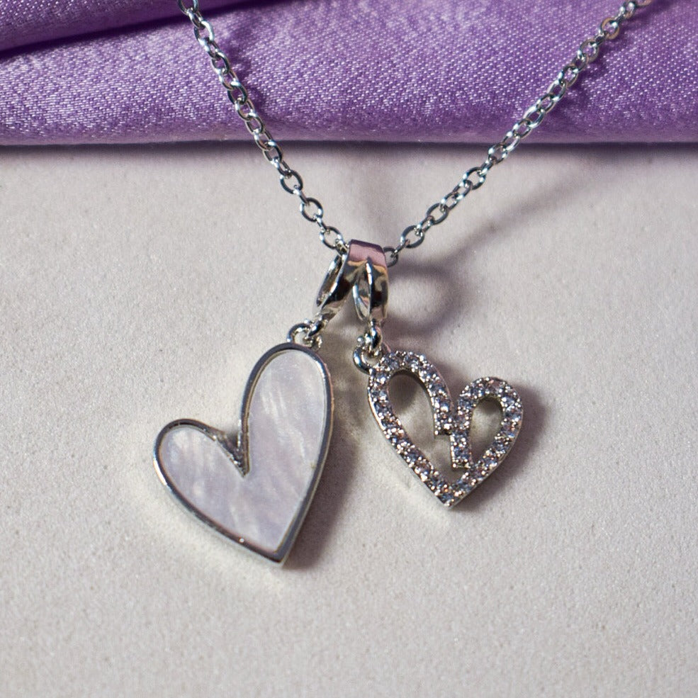 LoveBond Double Heart Silver Necklace Salty