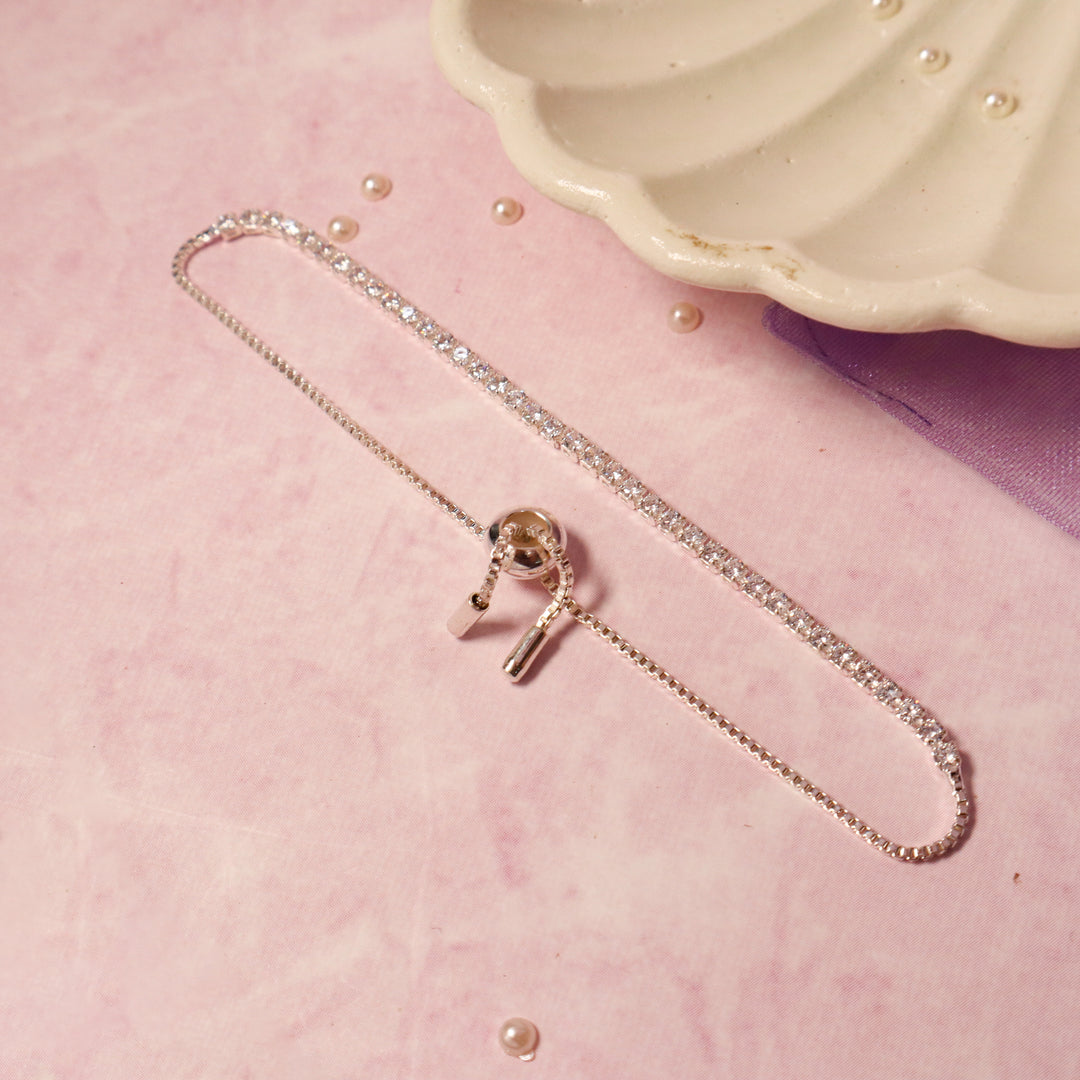 Diamond Whisper Tennis Bracelet - Silver Salty