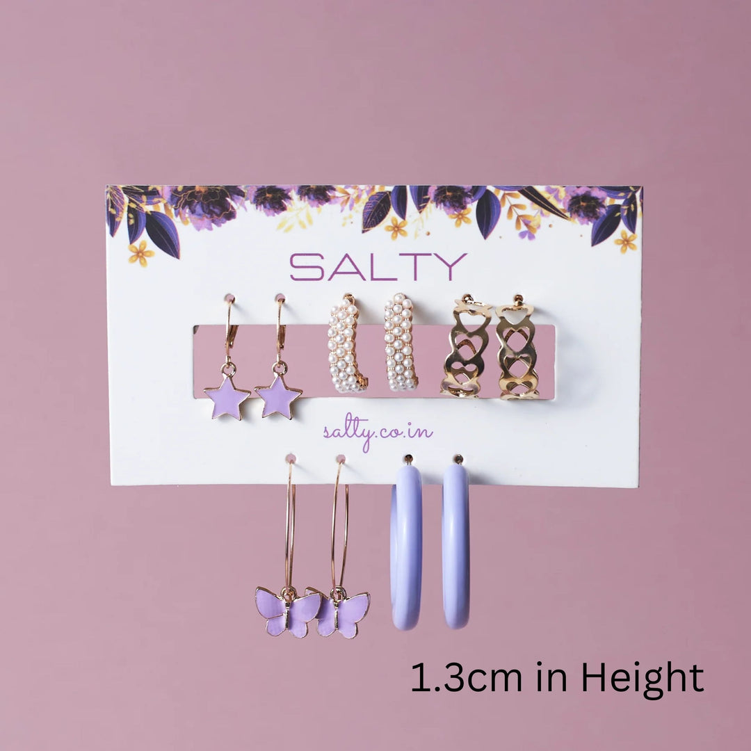 Set of 5 Lilac Golden Hoop Set