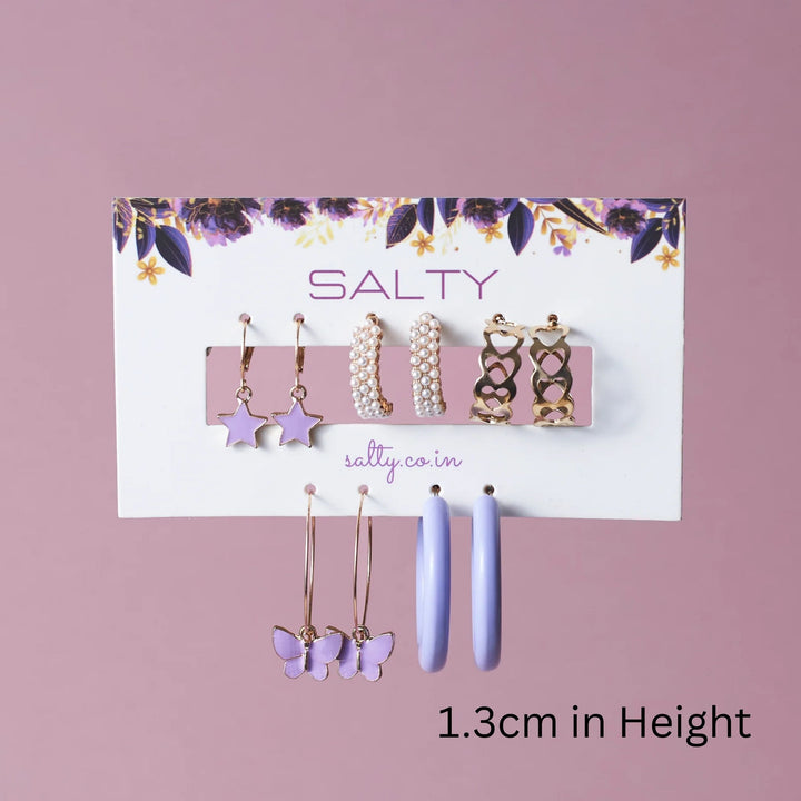Set of 5 Lilac Golden Hoop Set