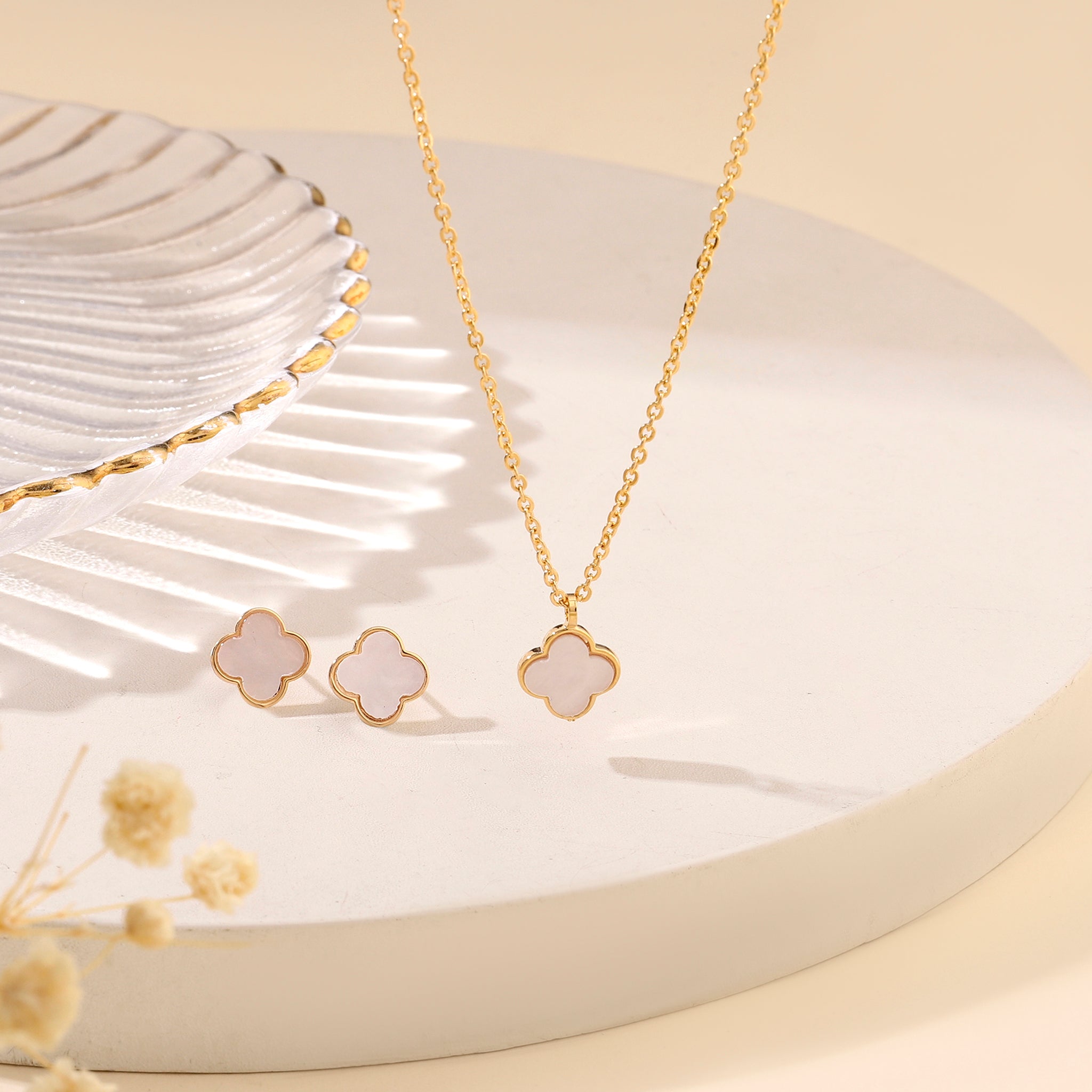 Pure Clover Necklace And Earrings Set | Salty – Salty Accessories