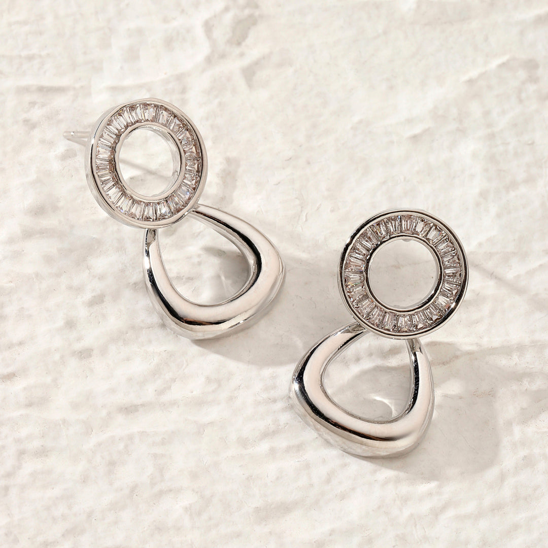 Yume Crystal Round Silver Earring - Salty Accessories